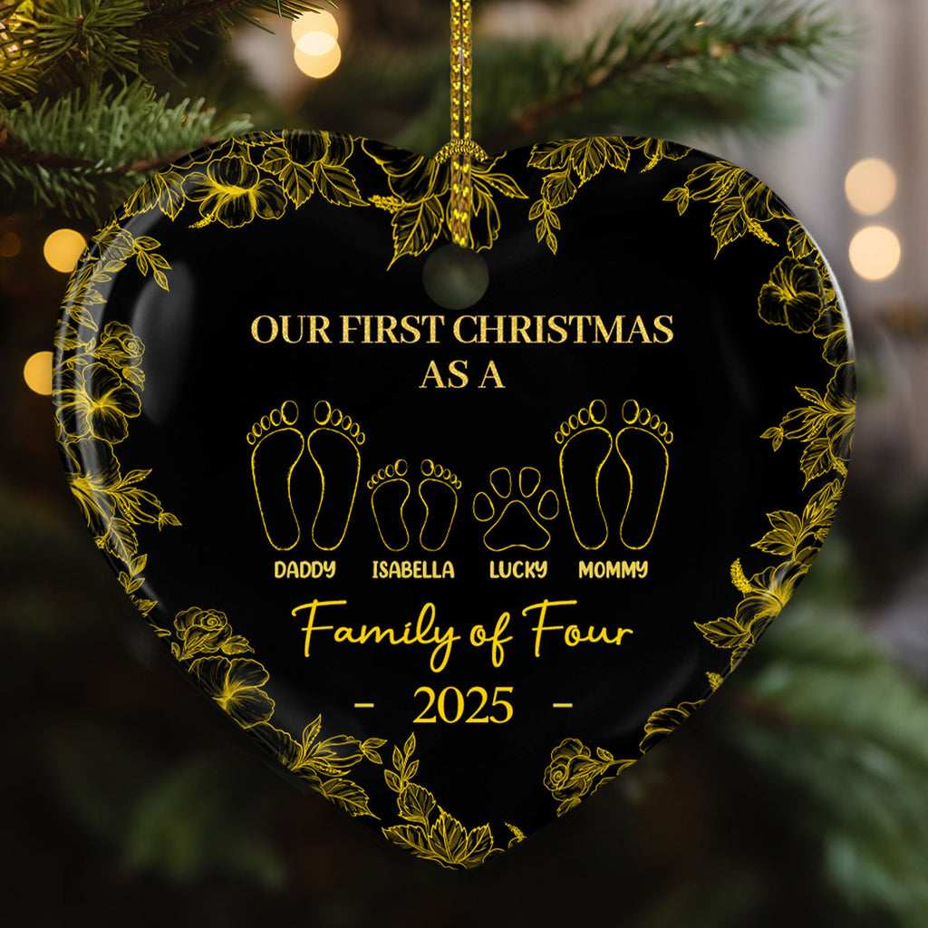 Custom Family First Christmas Ornament •  First Christmas Together - Personalized Ceramic Ornament