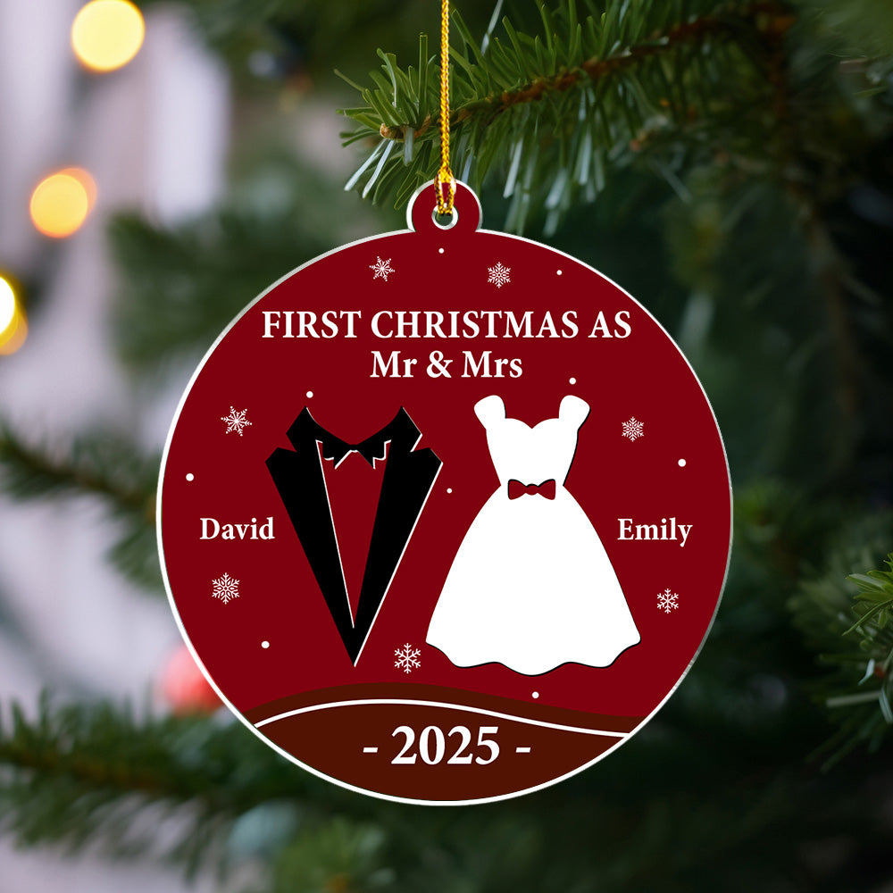 Custom First Christmas Ornament Married, Gift for Newlyweds •  Being Yours - Personalized Acrylic Ornament