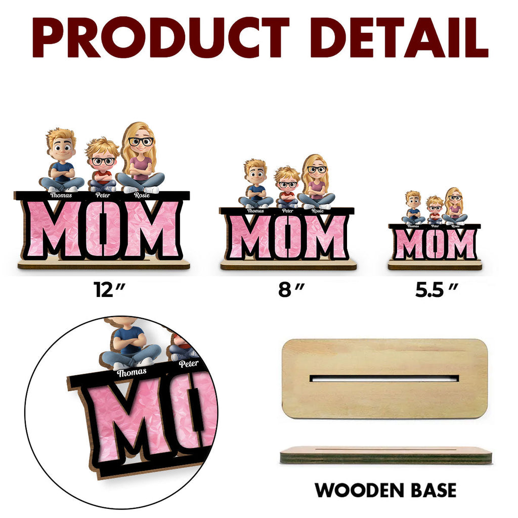 Custom Mother's Day Decor, Gift for Mom & Grandma • Our Mother, Our Sunshine - Personalized 2-Layer Wood Plaque With Flat Base