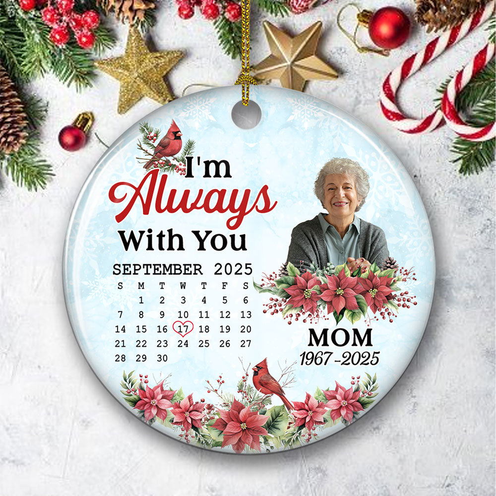 Custom Photo Memorial Christmas Ornament, Sympathy Keepsake • A Day To Remember - Personalized Ceramic Ornament