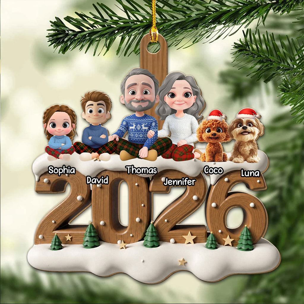 Custom Family Ornament, Christmas Gift for Family Members •  As A Family Now Onwards - Personalized 3D Effect Wood Ornament