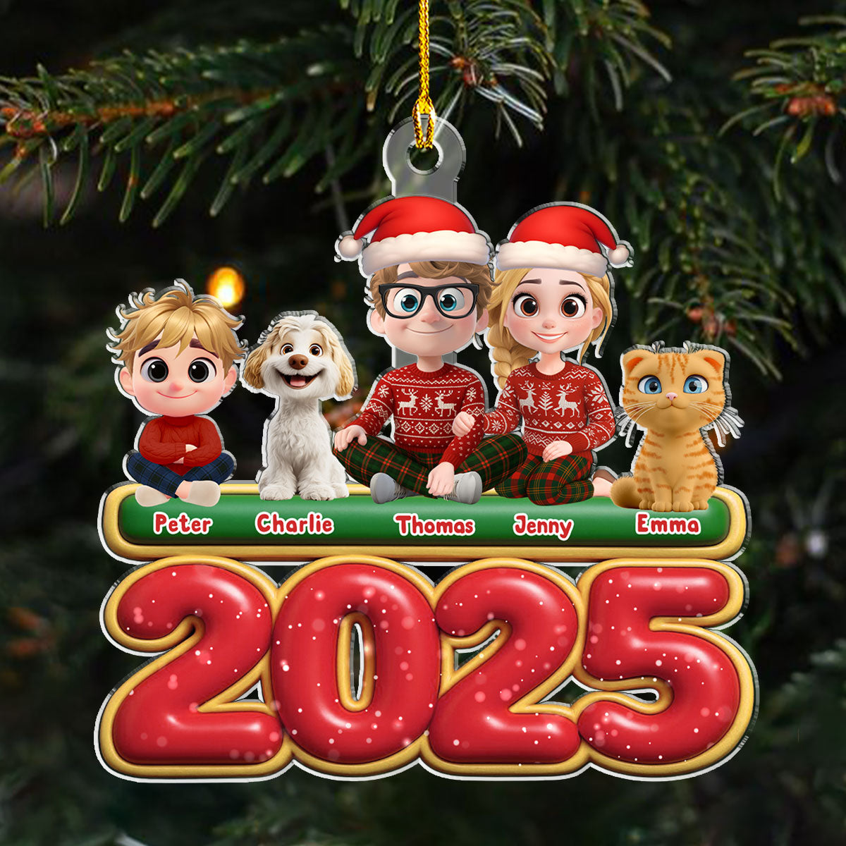 Custom Family Ornament, Christmas Gift for Family Members •  We And Our Kids Pet Version - Personalized Acrylic Ornament